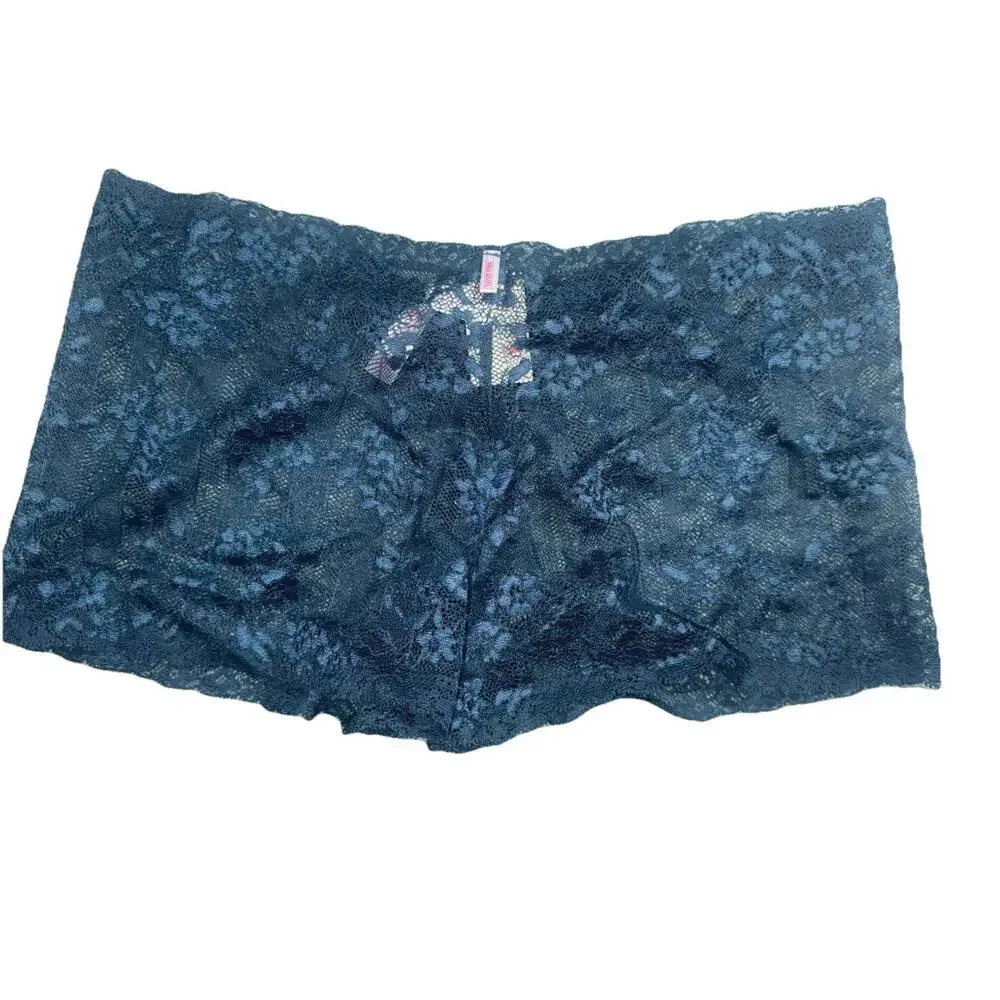 Victoria’s Secret Floral lace boyshort Panty Sz Large Deep Teal Panties NEW!